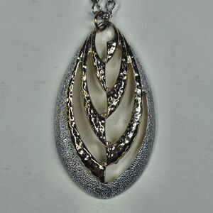 Sarah Coventry Leaf Pendant Brutalist Gold Silver Vintage